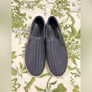 Ecco Blue Loafers Slip-On Shoes with Woven Texture